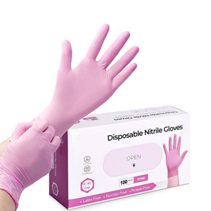 ถุงมือไนไตรล์สีชมพูแบบใช้แล้วท - Disposable Gloves Nitrile บทวิจารณ์และราคา
