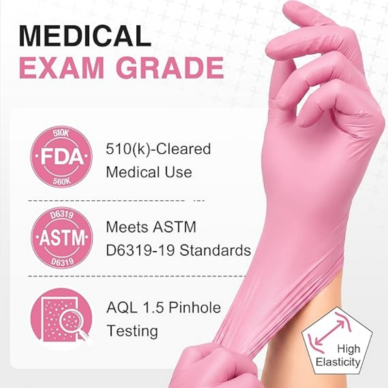 ถุงมือไนไตรล์สีชมพูแบบใช้แล้วท - Disposable Gloves Nitrile บทวิจารณ์และราคา