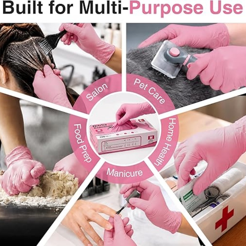 ถุงมือไนไตรล์สีชมพูแบบใช้แล้วท - Disposable Gloves Nitrile บทวิจารณ์และราคา