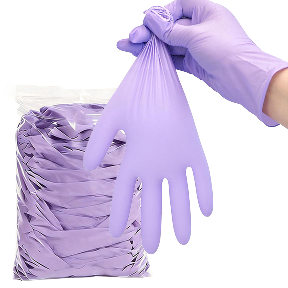 ถุงมือไนไตรล์สีม่วงแบบใช้แล้วท - Disposable Gloves Nitrile บทวิจารณ์และราคา