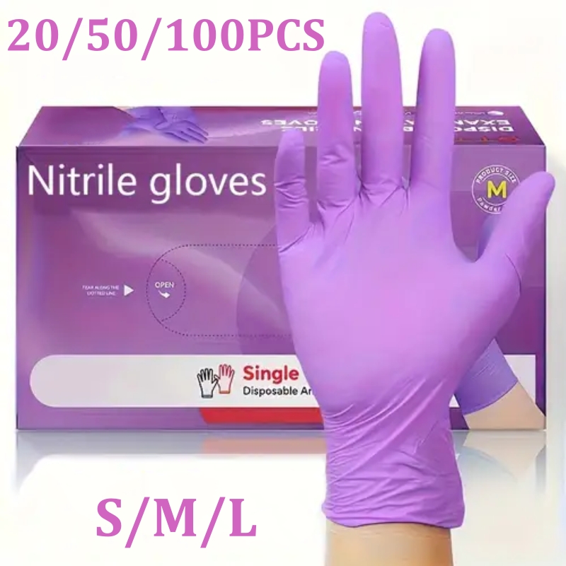 50/100PCS สีม่วงถุงมือไนไตรล์แ - Disposable Gloves Nitrile บทวิจารณ์และราคา