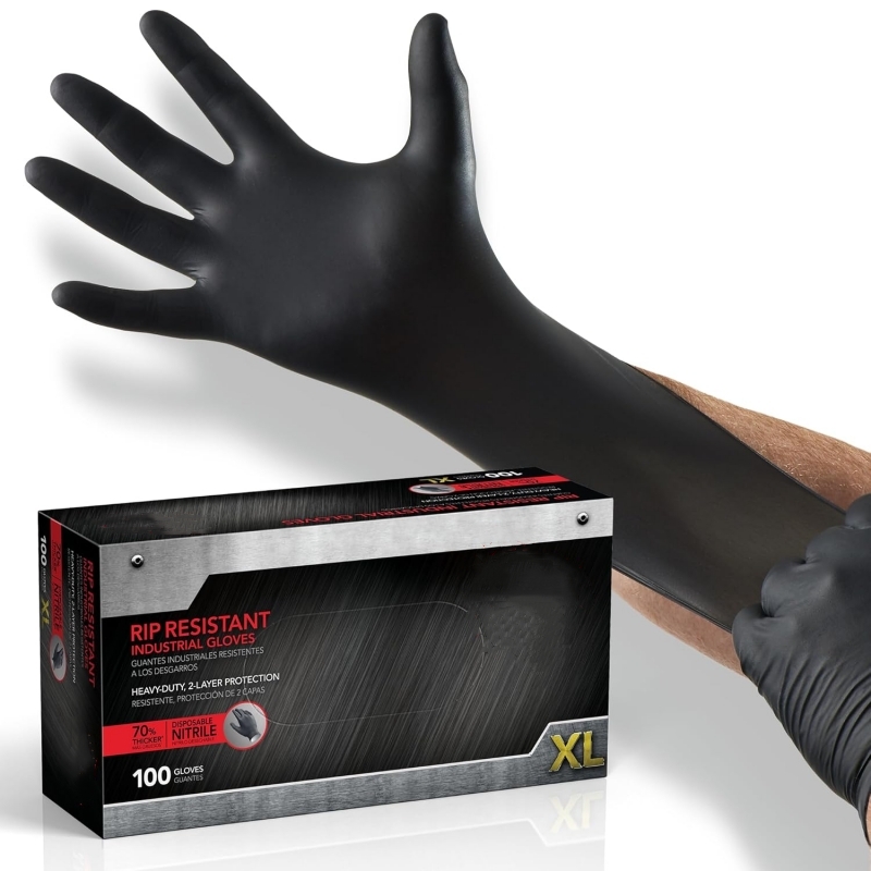 ถุงมือไนไตรล์สีดำ 100 ชิ้น ถุง - Disposable Gloves Nitrile บทวิจารณ์และราคา